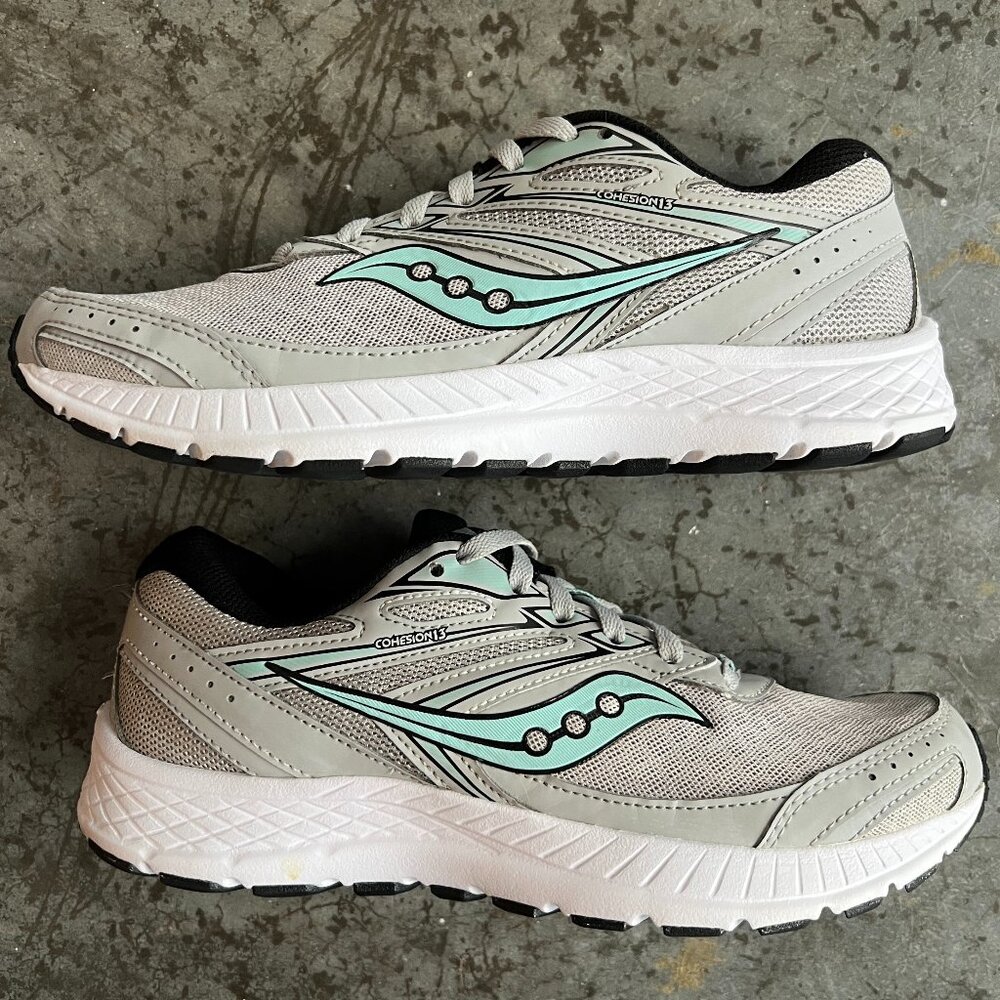 Saucony Cohesion 13 Running Shoes Grey Turquoise Mint Athletic Walking Women’s 9